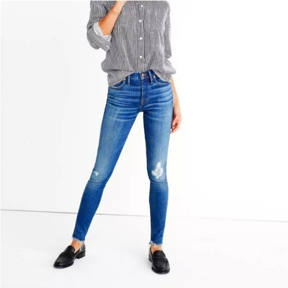 MADEWELL 9in High Rise Distressed Skinny Jeans - Picture 1 of 16